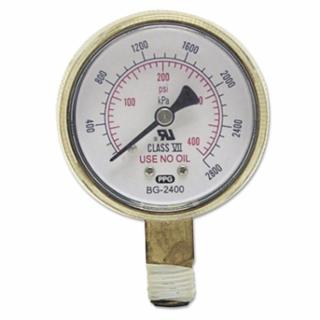 Pressure Gauge, 2-1/2 in, 400 psi, Brass, 1/4 in NPT