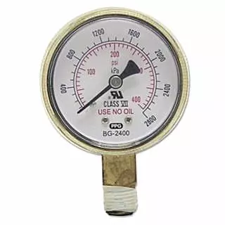 Pressure Gauge, 2-1/2 in, 30 psi, Brass, 1/4 NPT