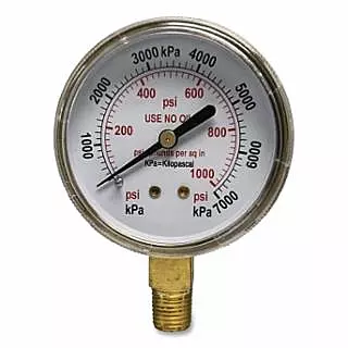 Pressure Gauge, 2-1/2 in, 1000 psi, Brass, 1/4 in NPT