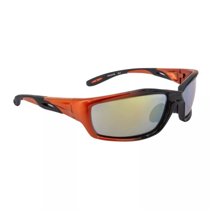 Crossfire Infinity Premium Safety Eyewear - Orange/Black Frame - Gold Mirror Lens