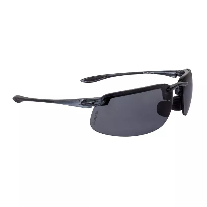 Crossfire ES4 Premium Safety Eyewear - Crystal Black Frame - Smoke Lens