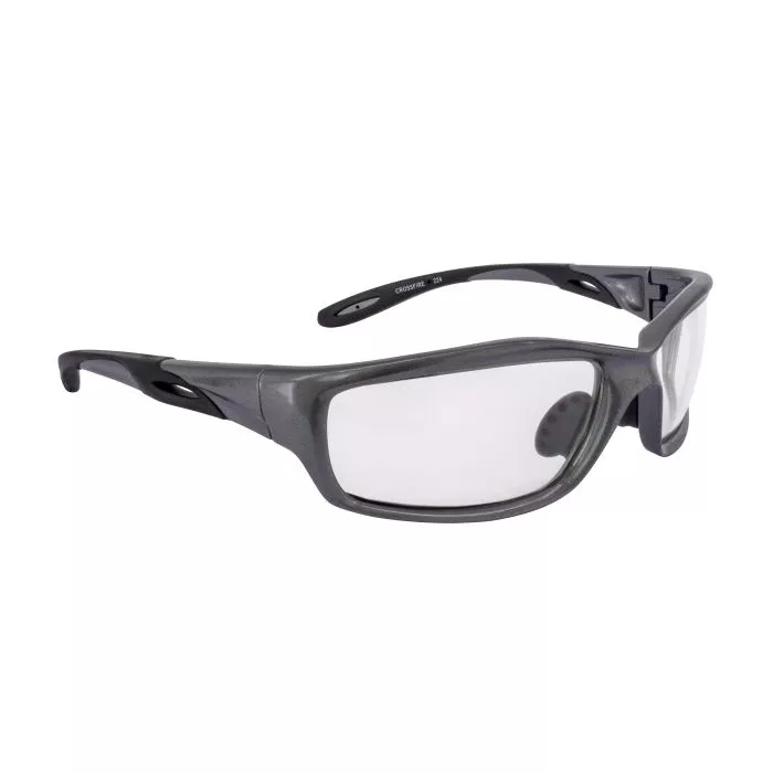 Crossfire Infinity Premium Safety Eyewear - Shiny Pearl Gray Frame - Clear Lens