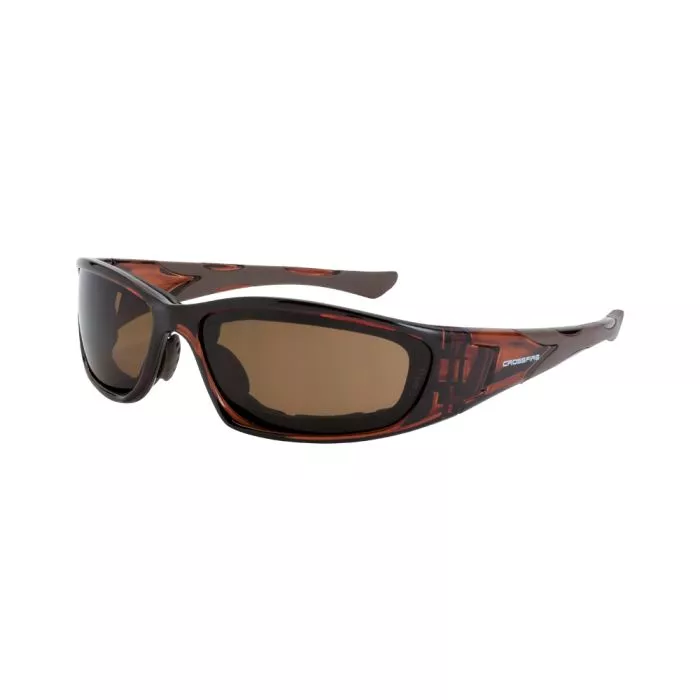 Crossfire MP7 Foam Lined Safety Eyewear - Crystal Brown Frame - HD Brown Anti-Fog Lens