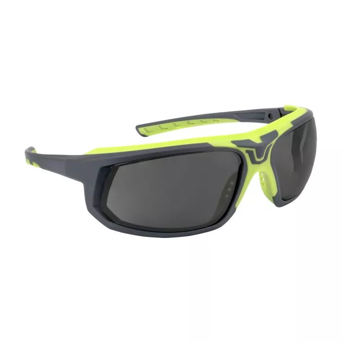 Radians GLYF™ Safety Eyewear with Comfort Soft-Touch Liner - Hi-Vis/Gray Frame, Smoke Lens