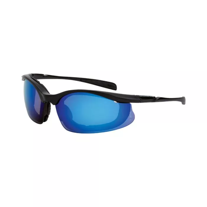 Crossfire Concept Foam Lined Safety Eyewear - Matte Black Frame - Blue Mirror Lens