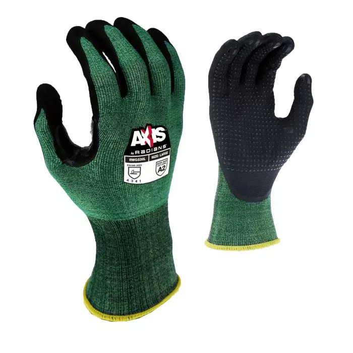 Radians RWG538 AXIS™ Cut Protection Level A2 Foam Nitrile Coated Glove with Dotted Palm
