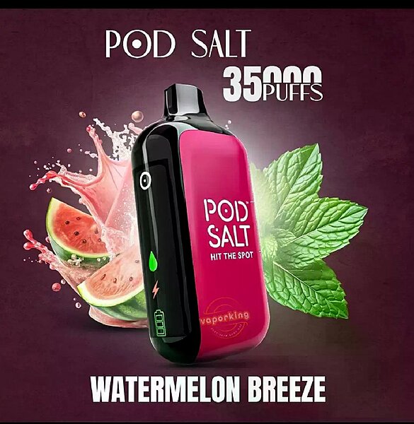 Pod Salt 35K Watermelon Breeze 50MG Disposable Vape Original - Hachi Tobacco Dubai UAE