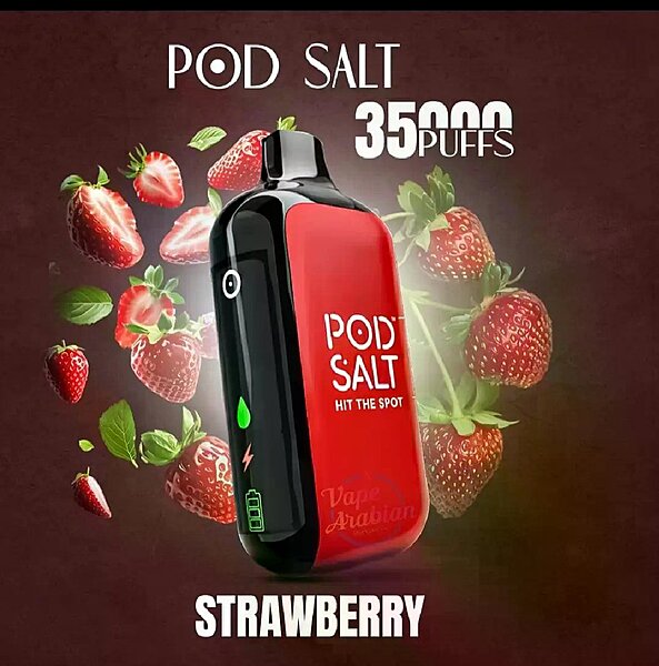 Pod Salt 35K Strawberry 20MG Disposable Vape Original - Hachi Tobacco Dubai UAE