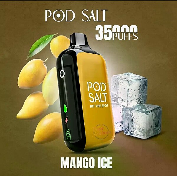 Pod Salt 35K Mango Ice 20MG Disposable Vape Original - Hachi Tobacco Dubai UAE