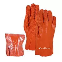 Magid T3083R 12" Sandy PVC Orange Vinyl Coated Glove (Folded and Shrink-Wrapped for Vending Use)