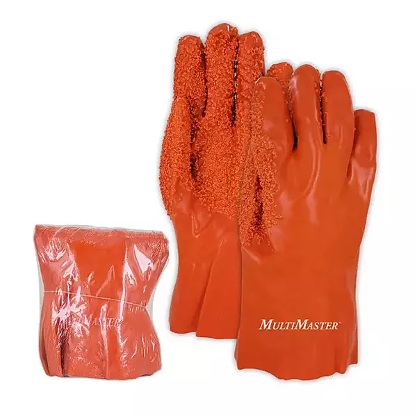 Magid T3083R 12" Sandy PVC Orange Vinyl Coated Glove (Folded and Shrink-Wrapped for Vending Use)