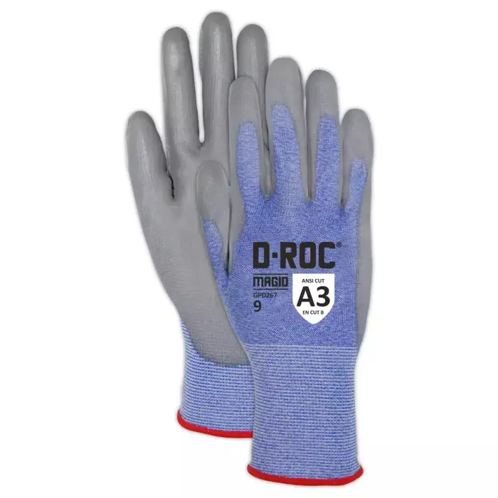 Magid® D-ROC® GPD267 Polyurethane Palm Coated Touchscreen Gloves - Cut Level A3 (Shrink-Wrapped For Vending)
