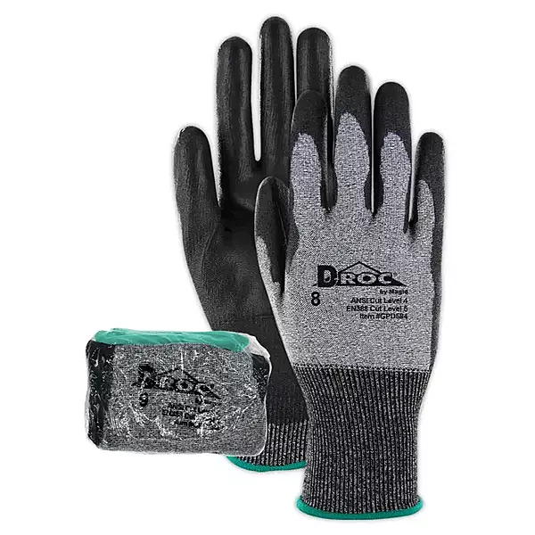 Magid® D-ROC® GPD584 Hyperon® Polyurethane Coated Touchscreen Gloves - Cut Level 4 (Shrink-Wrapped for Vending Use)