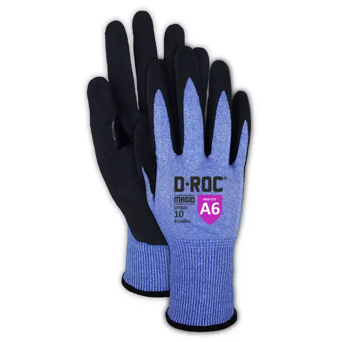 Magid® D-ROC® AeroDex® 18-Gauge Extremely Lightweight VersaTek Grip™ Palm Coated Work Glove – Cut Level A6