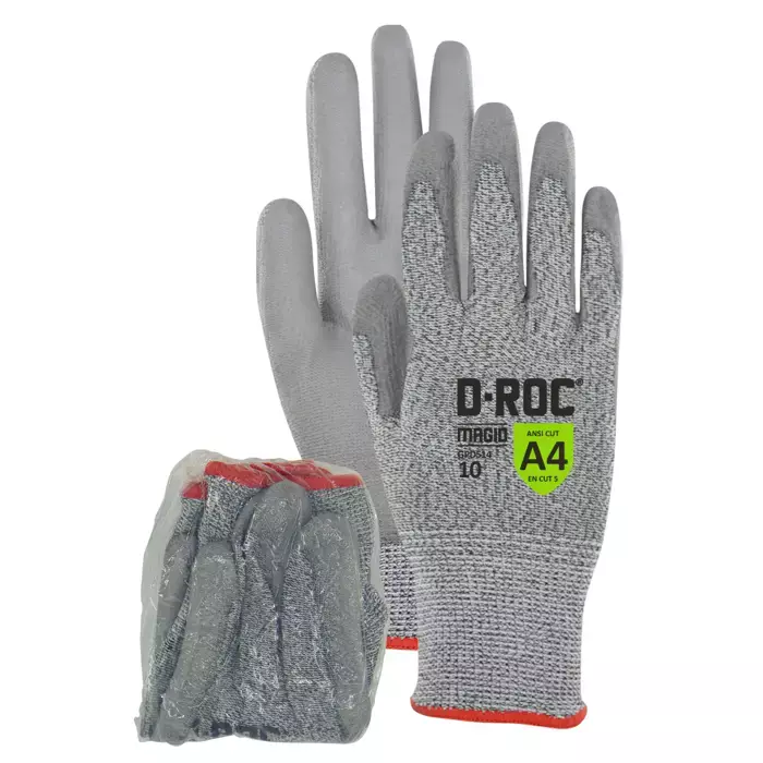 Magid D-ROC GPD514 Hyperon® Polyurethane Palm Coated Gloves - Cut Level A4 (Shrink-Wrapped)
