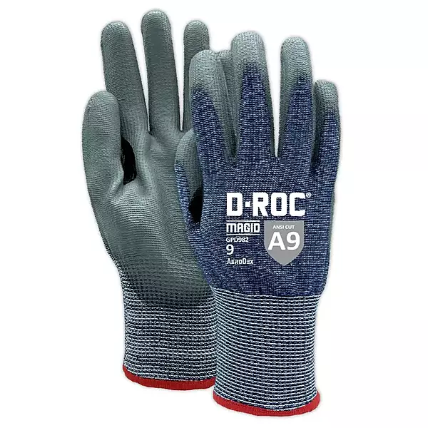 Magid® D-ROC® GPD982 AeroDex® 13-Gauge Polyurethane Coated Cut-Resistant Touchscreen Glove - Cut Level A9- For Vending