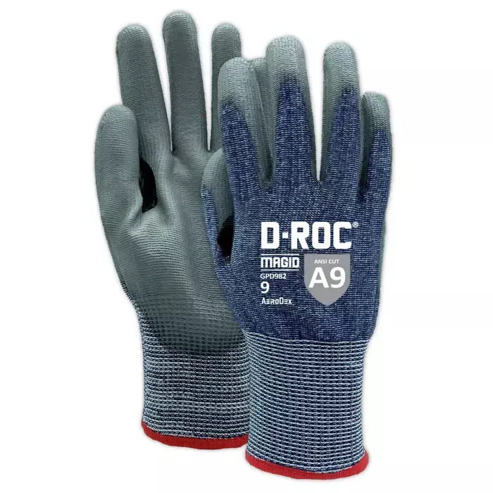 Magid® D-ROC® GPD982 AeroDex® 13-Gauge Polyurethane Coated Cut-Resistant Touchscreen Glove - Cut Level A9- For Vending