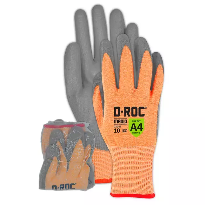 Magid D-ROC® DX DXG42 13-gauge PU Palm Coated Glove - Cut Level A4 (Shrink-Wrapped for Vending Use)