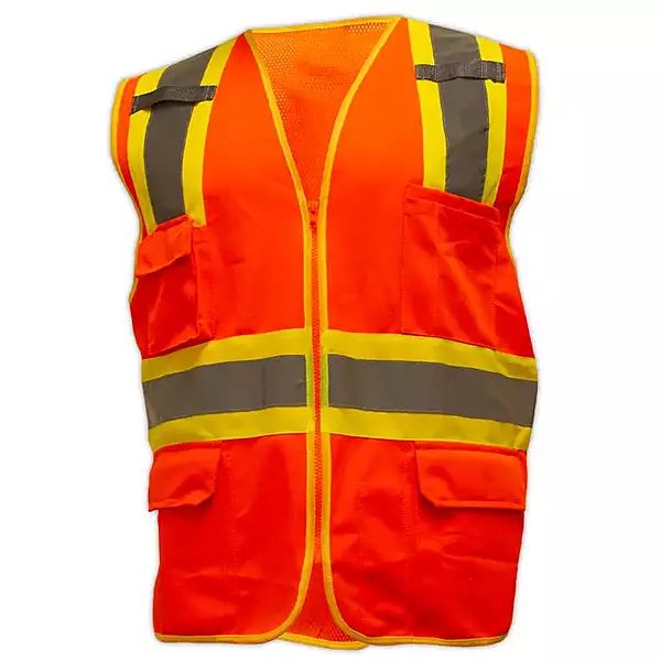 Magid SVSUR6 ANSI Type R Class 2 Orange Two-Tone Hi-Vis Surveyors Vest