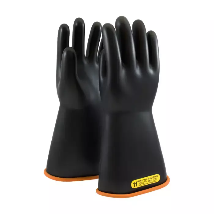PIP NOVAX 155-2-14 Black/Orange 14" Class 2 Rubber Insulating Glove with Straight Cuff