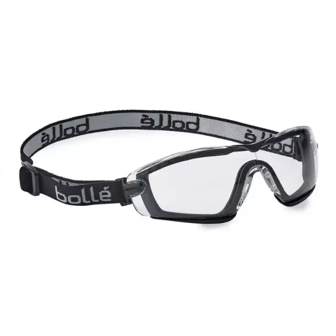 Bolle Cobra 40091 Black/Gray Frame With Clear Anti-Scratch Anti-Fog Safety Glasses with Strap and Foam