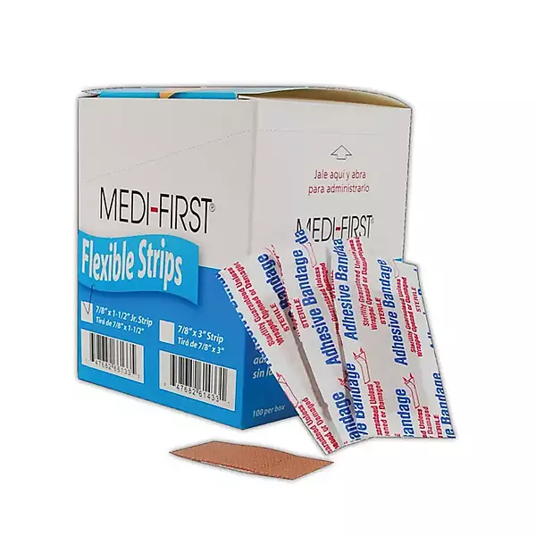 Medi-First MP66133 Latex-Free 7/8" x 1-1/2" Jr. Woven Bandages