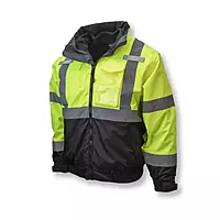 Radians SJ210B3ZGS 3-in-1 Deluxe Hi-Vis Green Bomber Jacket with Black Bottom