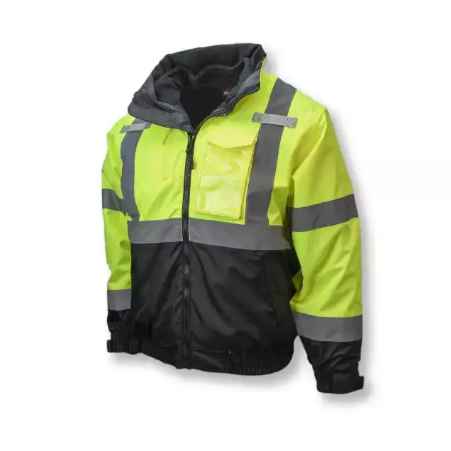 Radians SJ210B3ZGS 3-in-1 Deluxe Hi-Vis Green Bomber Jacket with Black Bottom
