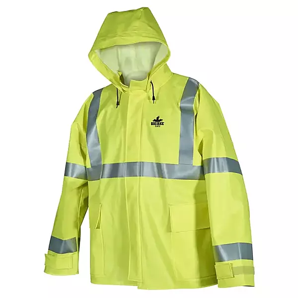 MCR Safety Big Jake® BJ38JH PVC Flame-Resistant Rain Jacket, ANSI Class 3