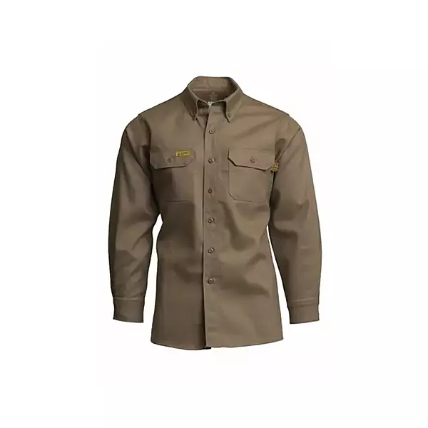 LAPCO FR GOS6KH 6 oz. Khaki 88/12 Blend FR Uniform Shirts