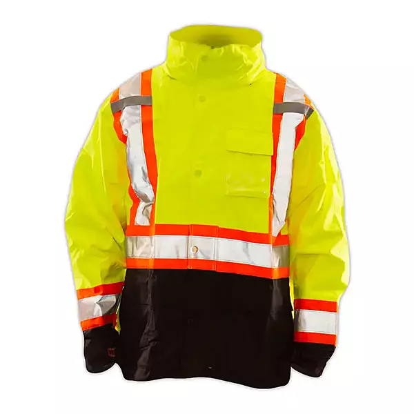 Tingley Icon J24122C Lime/Black Jacket with Attached Hood and 2" Reflective Tape