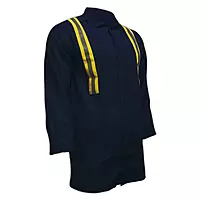 Magid OAJ1035NHV Navy 10 Oz. Oasis Jacket With Silver/Yellow Triple Trim Reflective Pattern