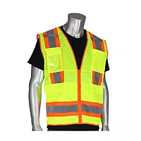 PIP 302-0700-LY Class 2 High Visibility Two-Tone 10-Pocket Surveyors Tech Vest