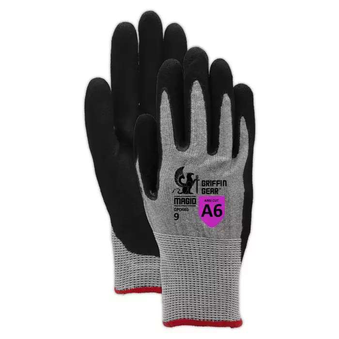 Magid® Griffin Gear® Lightweight NitriX® Palm Coated Touchscreen Gloves with Reinforced Thumb Saddle - Cut Level A6