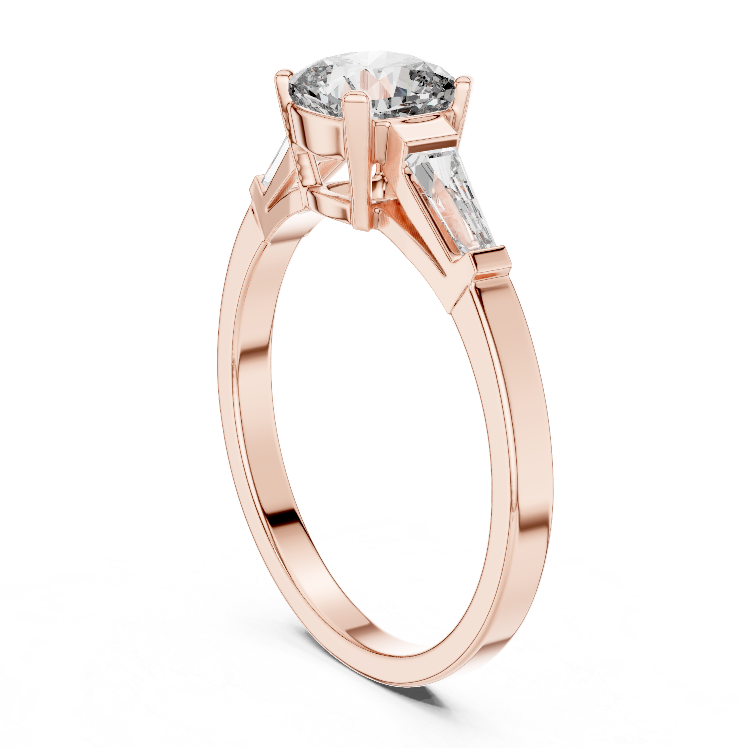 Cushion and baguette three stone ring