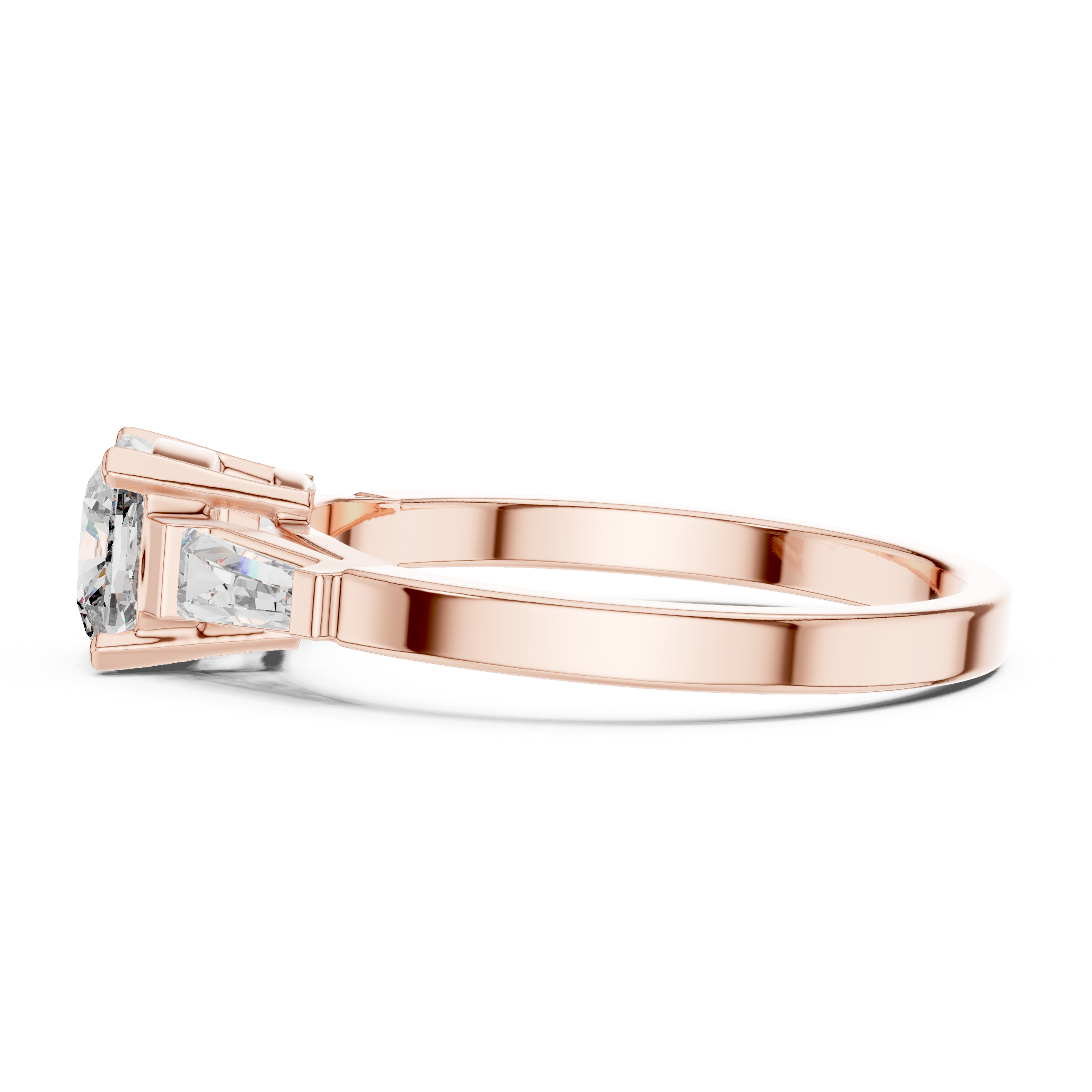 Cushion and baguette three stone ring