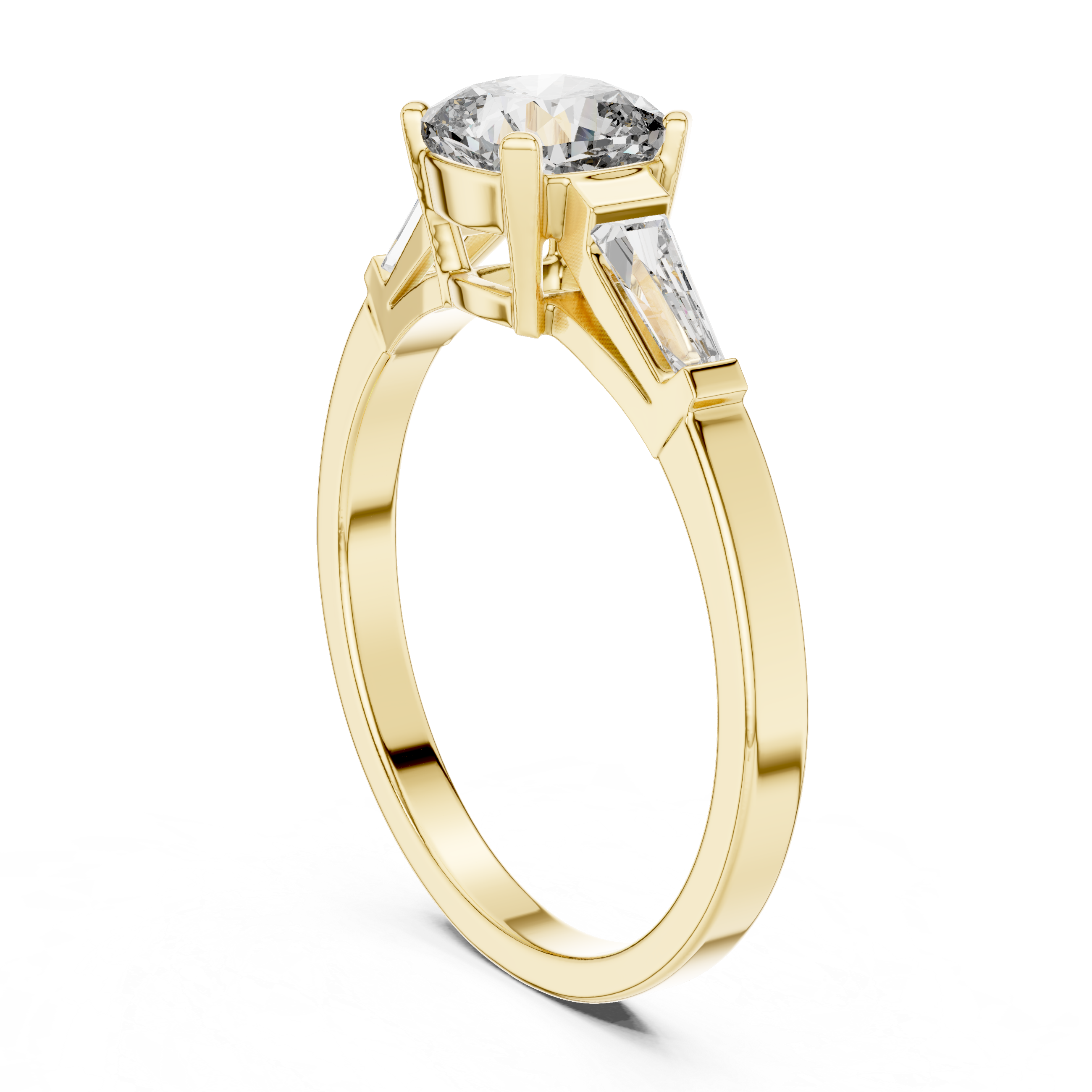 Cushion and baguette three stone ring