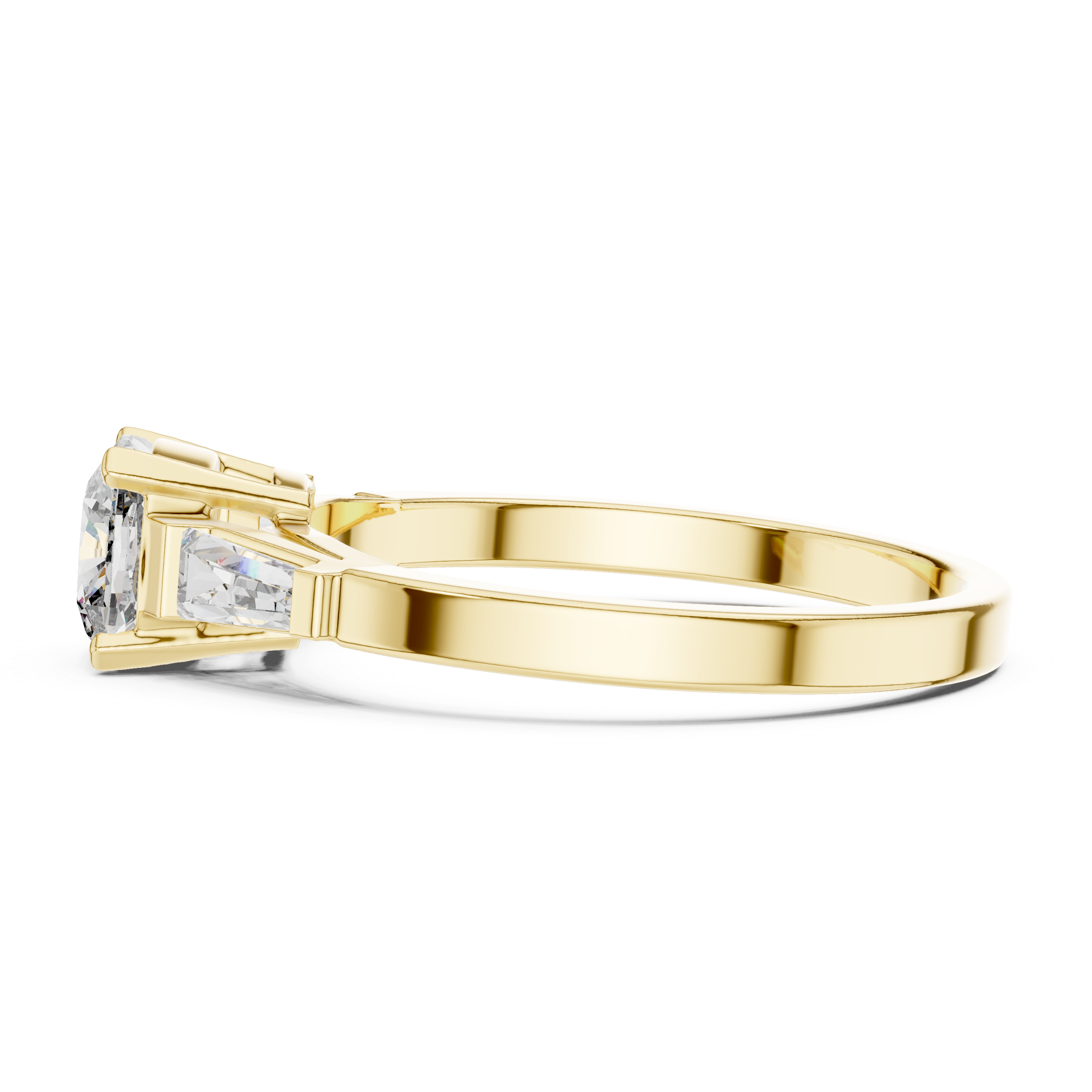 Cushion and baguette three stone ring