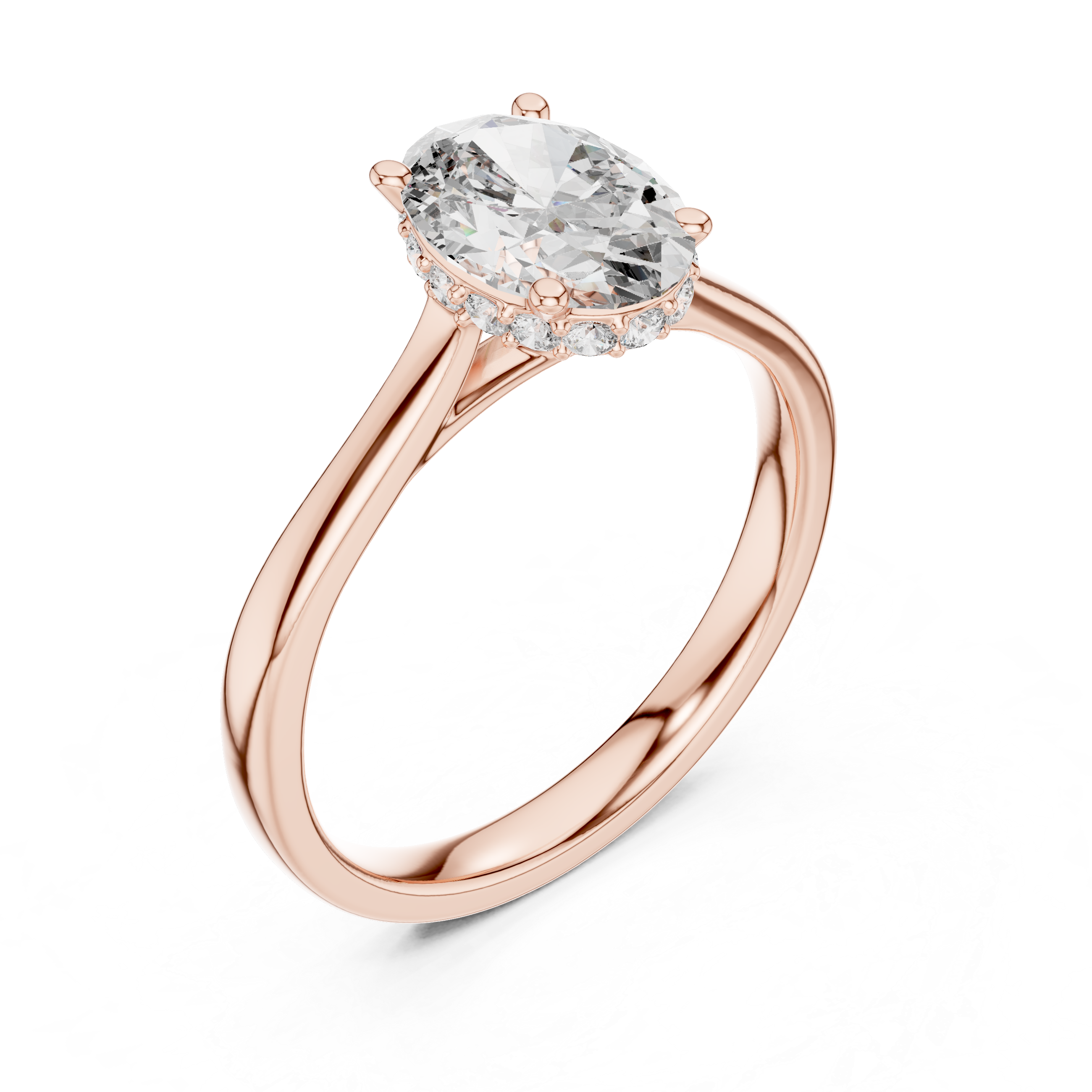 Oval Solitaire halo ring