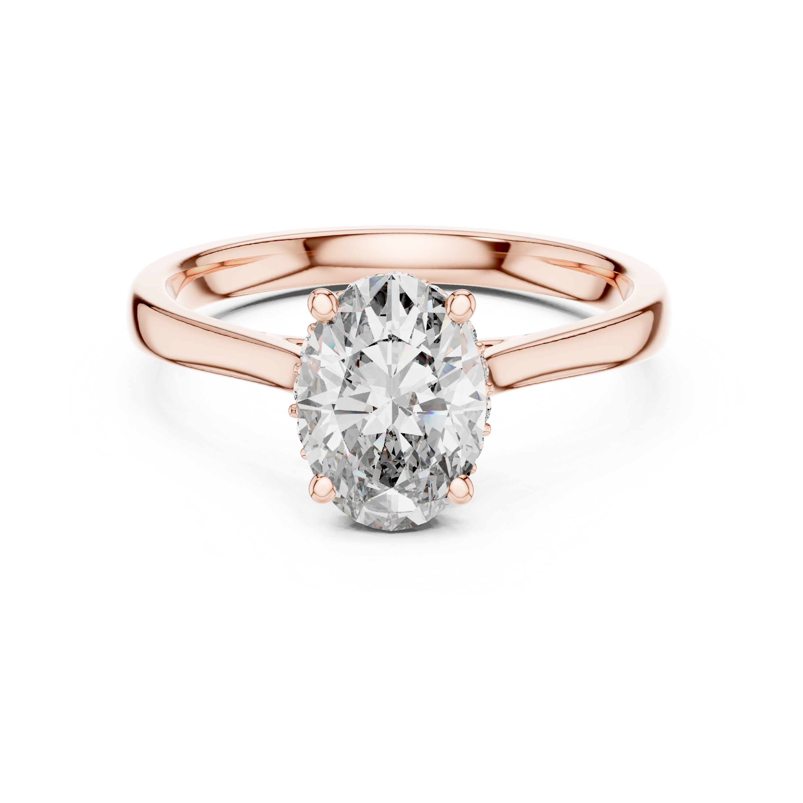 Oval Solitaire halo ring