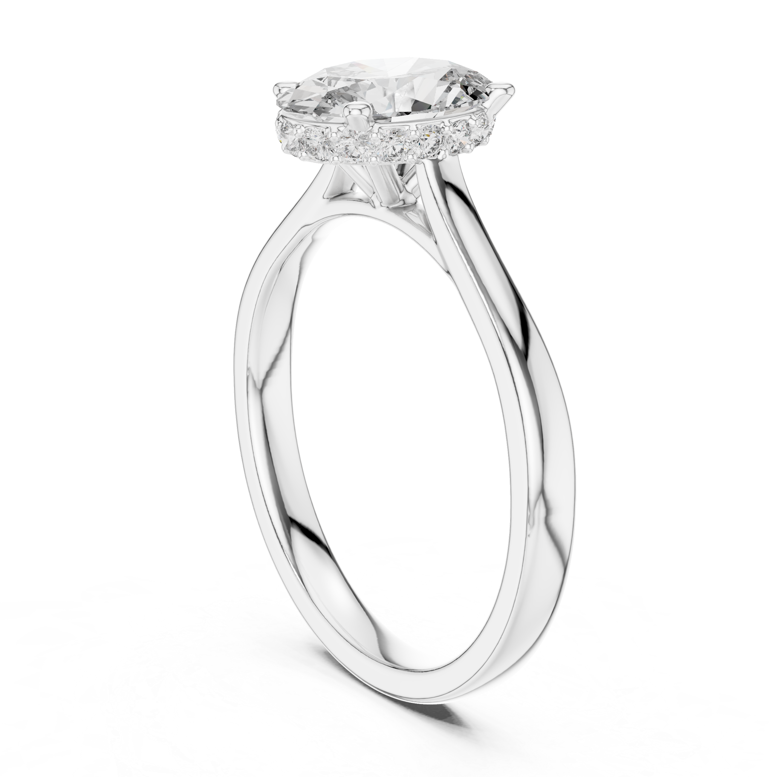 Oval Solitaire halo ring