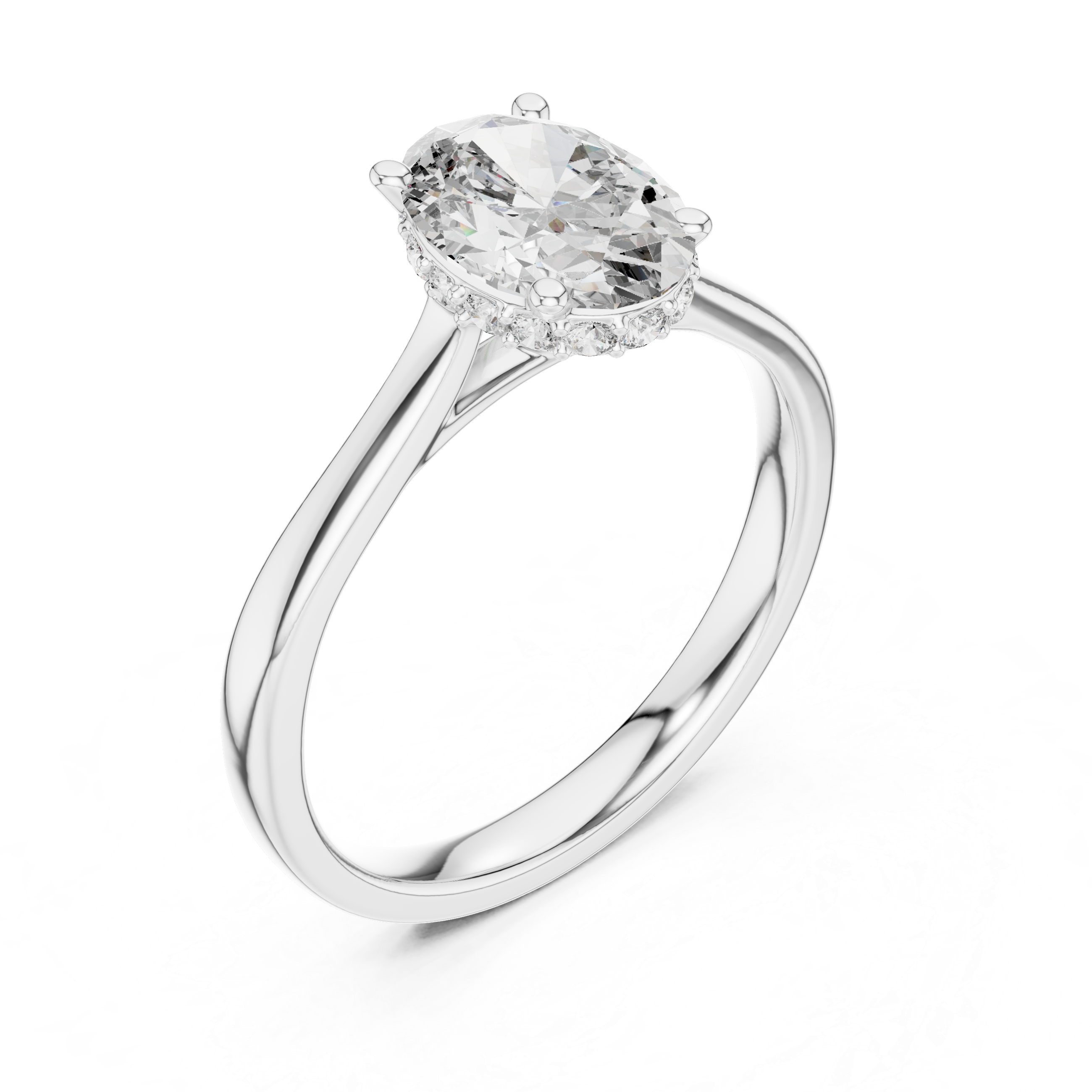 Oval Solitaire halo ring