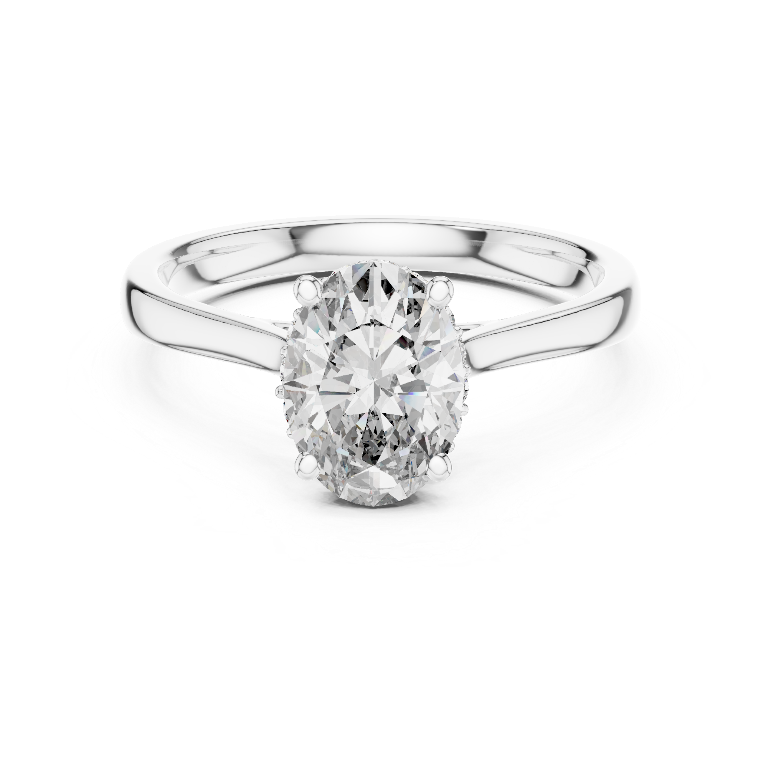Oval Solitaire halo ring