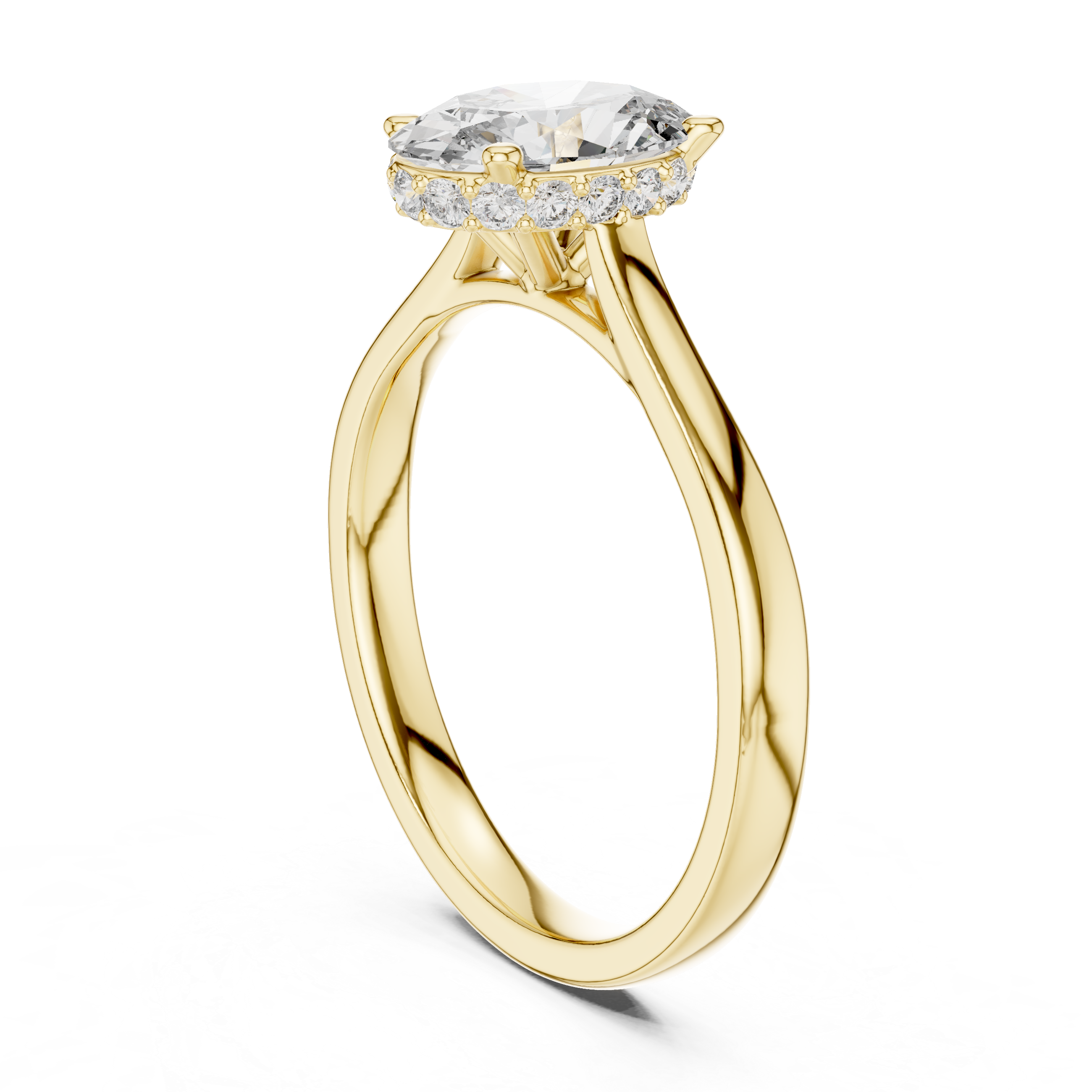 Oval Solitaire halo ring