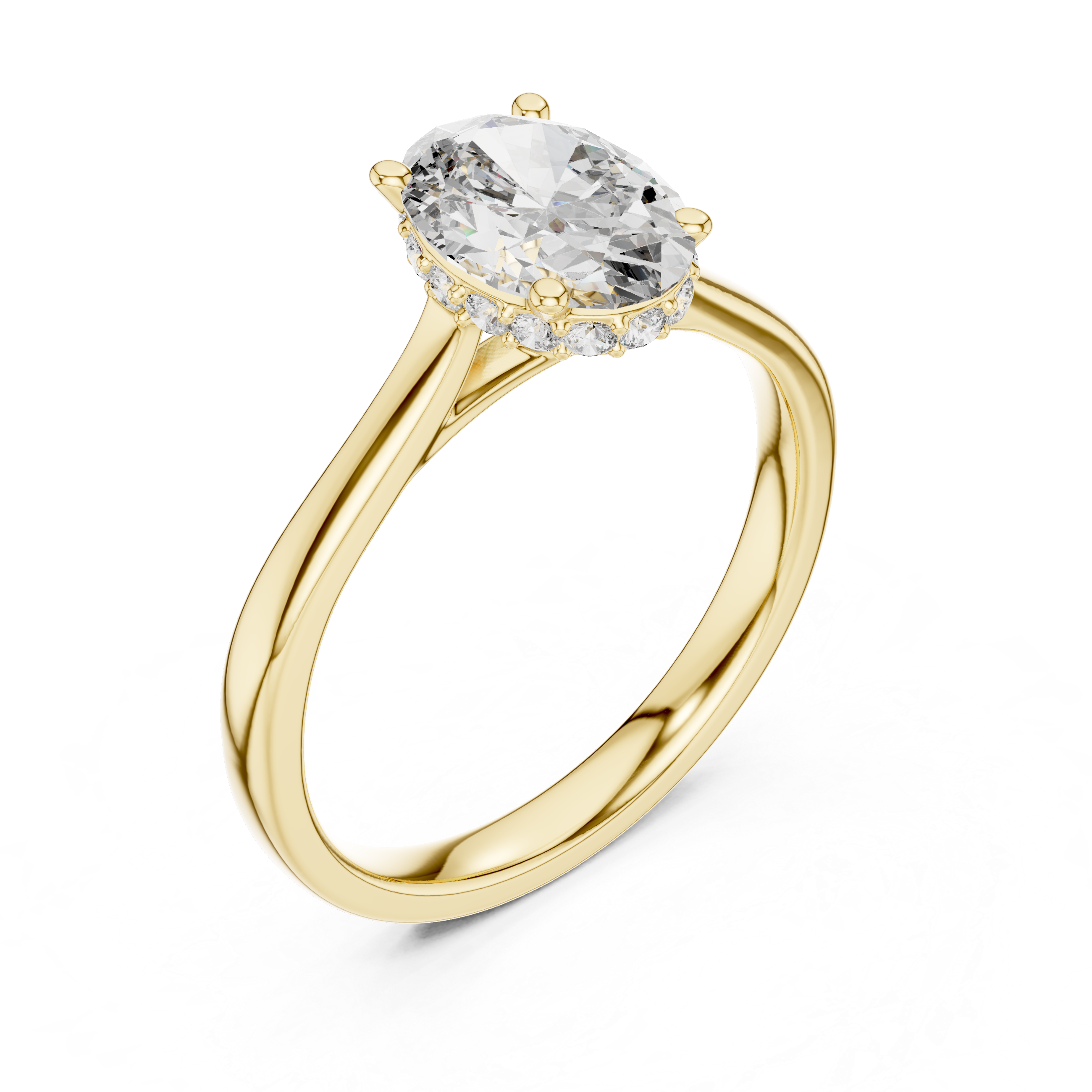 Oval Solitaire halo ring