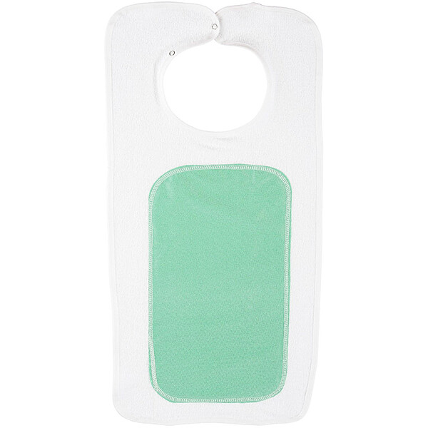Bib, terry cloth 15x30 with partial barrier White Bib, terry cloth 15x30 with partial barrier White