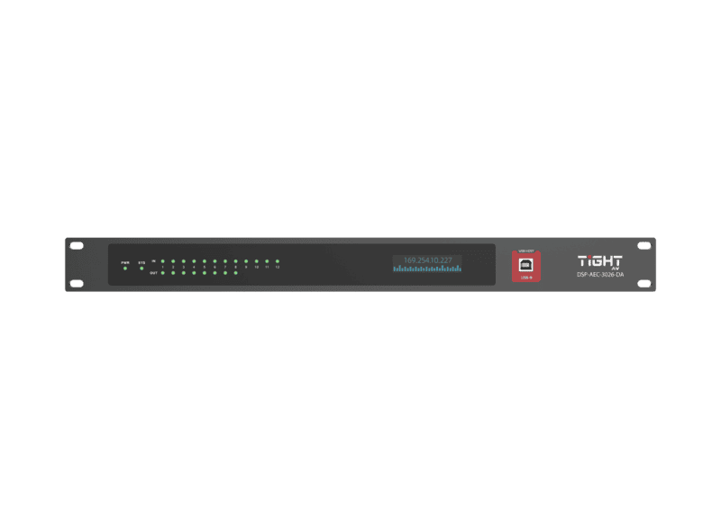 DSP-AEC-3026-DA | Audio DSP with AEC, 12-In/8-Out Analog, 16-In/16-Out Dante and 2x2 USB DSP-AEC-3026-DA | Audio DSP with AEC, 12-In/8-Out Analog, 16-In/16-Out Dante and 2x2 USB