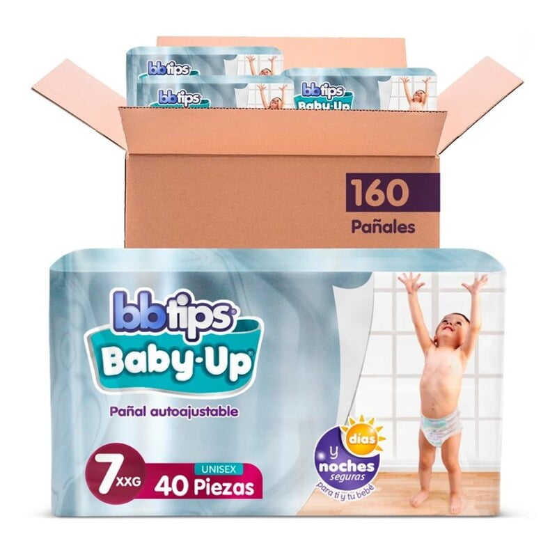 Pañal autoajustable Bbtips Baby Up Talla 7 XXG Unisex 160 pzs Pañal autoajustable Bbtips Baby Up Talla 7 XXG Unisex 160 pzs
