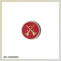 [QS4995] Two Crossed Horns Medium (11/16) Emblem Red Enamel