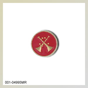 [QS4995] Two Crossed Horns Medium (11/16) Emblem Red Enamel